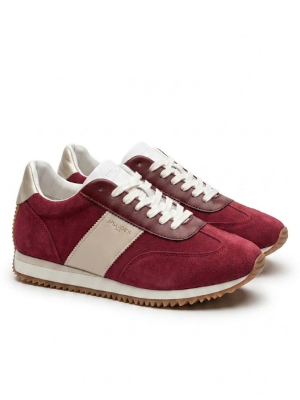 J/Slides NYC Red Wine Off-White Luxe Retro Suede Sneakers